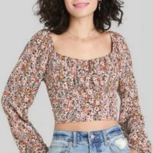NWOT Target Wildfable Floral Milkmaid Top E9